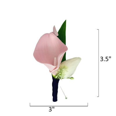 Elegant Artificial Calla Lily &amp; Tulip Wrist Corsage and Boutonniere Set - Perfect for Weddings, Proms, and Special Events