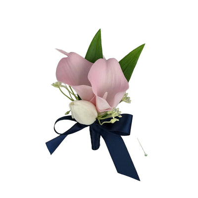 Elegant Artificial Calla Lily &amp; Tulip Wrist Corsage and Boutonniere Set - Perfect for Weddings, Proms, and Special Events