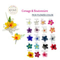 Real Touch Plumeria Corsage and Boutonniere Set – Lifelike Floral Accessories Perfect for Special Events