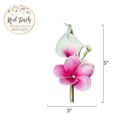 Vibrant Tropical Flower Boutonniere - Choose Your Ribbon