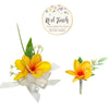 Real Touch Plumeria Corsage and Boutonniere Set – Lifelike Floral Accessories Perfect for Special Events