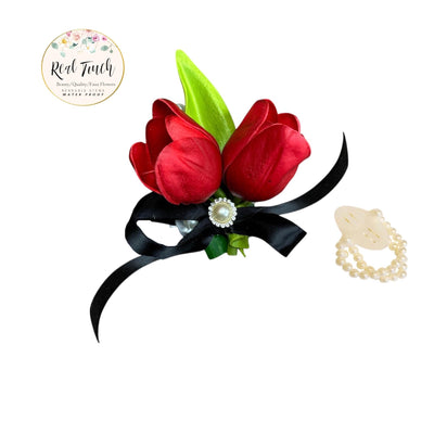 Elegant Faux Tulip Corsage and Boutonniere Set - Perfect for Weddings and Formal Occasions