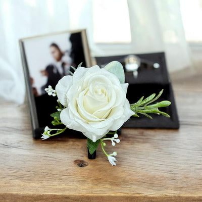 Elegant Real Touch Rose Boutonniere with Pin - Perfect Keepsake
