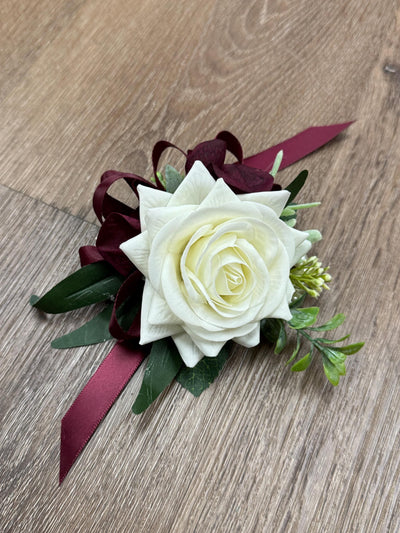 Elegant Wrist Corsage with Real Touch Roses and Hydrangeas