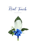 Elegant Real Touch Rose Wrist Corsage &amp; Boutonniere – Premium Quality, Royal Blue