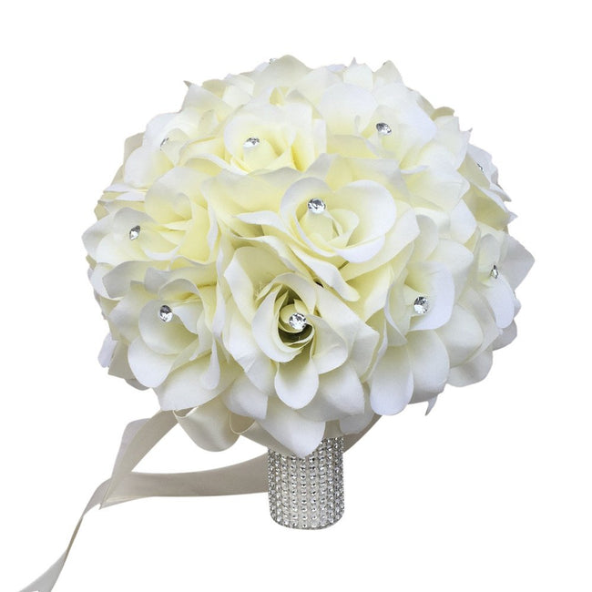 Build Your wedding package-Ivory Rose bouquet corsage boutonniere - Angel Isabella