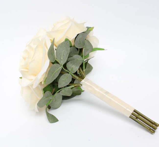 Build Your wedding package-Ivory Rose bouquet corsage boutonniere - Angel Isabella