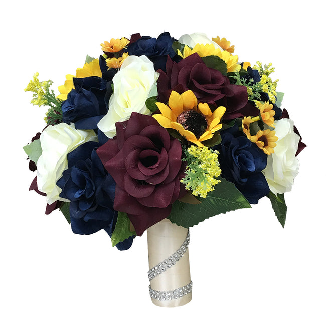 Fall Wedding - Marine Navy, Wine Burgundy, Ivory, and Sunflowers Artif –  Angel Isabella