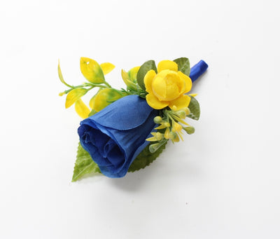 Boutonniere-Royal Blue garden mini rose and wild flowers - Angel Isabella