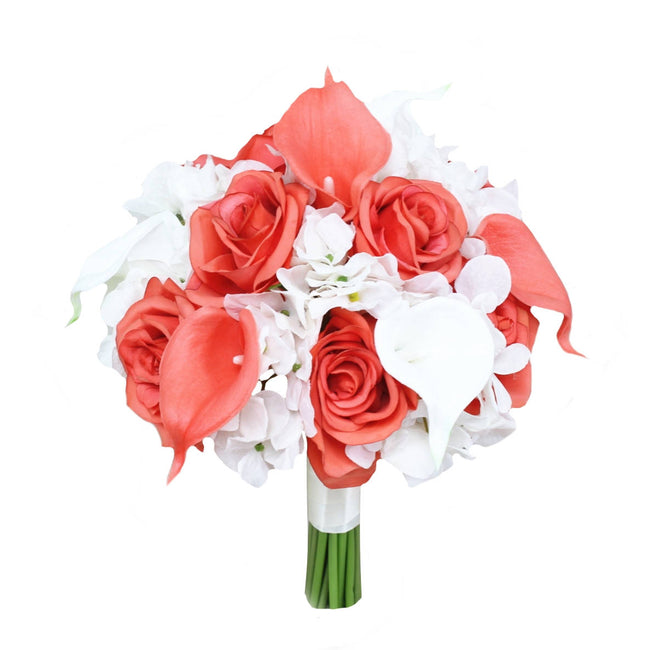 9" Bouquet - Keepsake Hand-tied Bouquet Hydrangea Rose Calla Lily *Pick Colors* - Angel Isabella