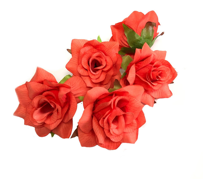 Artificial Rose flower - Coral open rose perfect for making bouquet corsage centerpiece cake decorations