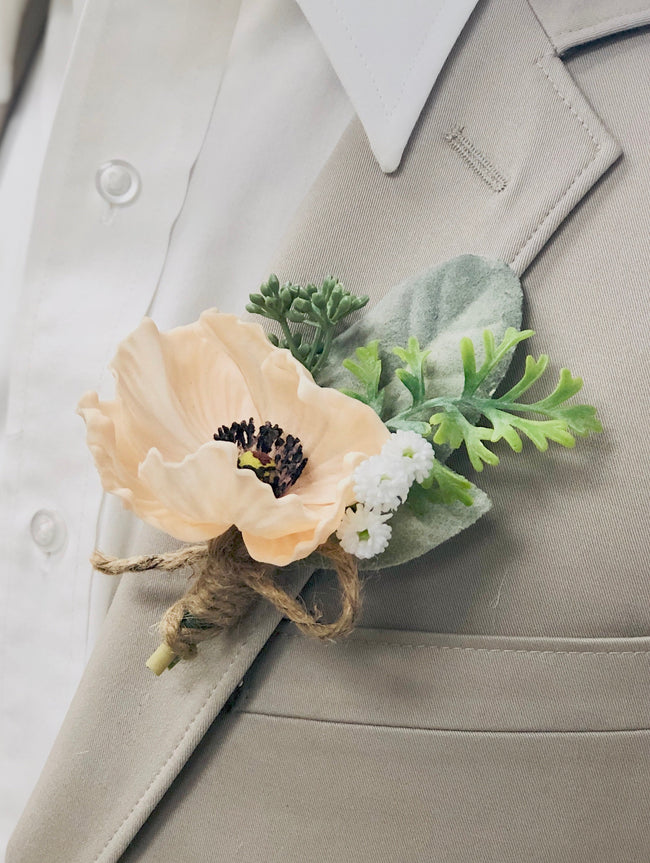 Real touch Poppy Boutonniere - Angel Isabella