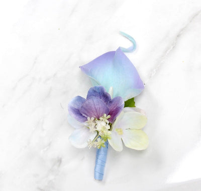 Ocean breeze Hydrangea Calla lily Flower hair comb headpiece corsage boutonniere Ice Blue Lavender mint Spa wedding Prom homecoming - Angel Isabella