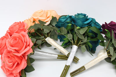 Rose Bouquet- Artificial faux handcrafted rose bouquet bridesmaid centerpiece Sangria Purple Plum - Angel Isabella