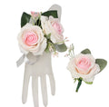 Premium Lifelike real touch Rose corsage boutonniere Bellini Orange Blue navy lavender pink red ivory white - Angel Isabella