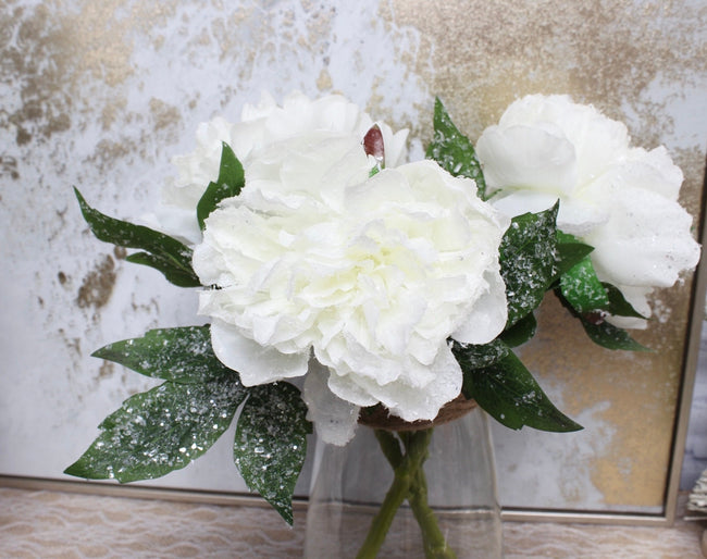 pack of 3-snowy peony Christmas Winter Centerpiece wreath arrangement flower