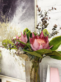 Pack of 2: 21" Artificial Peach King Protea Stem-real touch leaves silk flower Ivory Blush Dusty Pink - Angel Isabella
