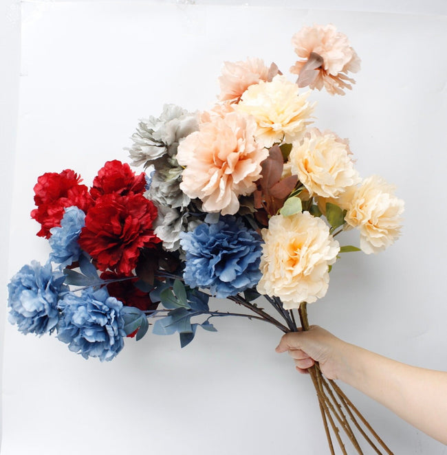 Pack of 2: 10 flowers-31" long Elegant artificial silk peony sprays-5 flowers per stem