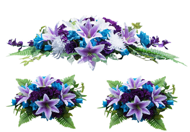 3pc set Arch decoration - Turquoise Blue, Purple, and White - Angel Isabella